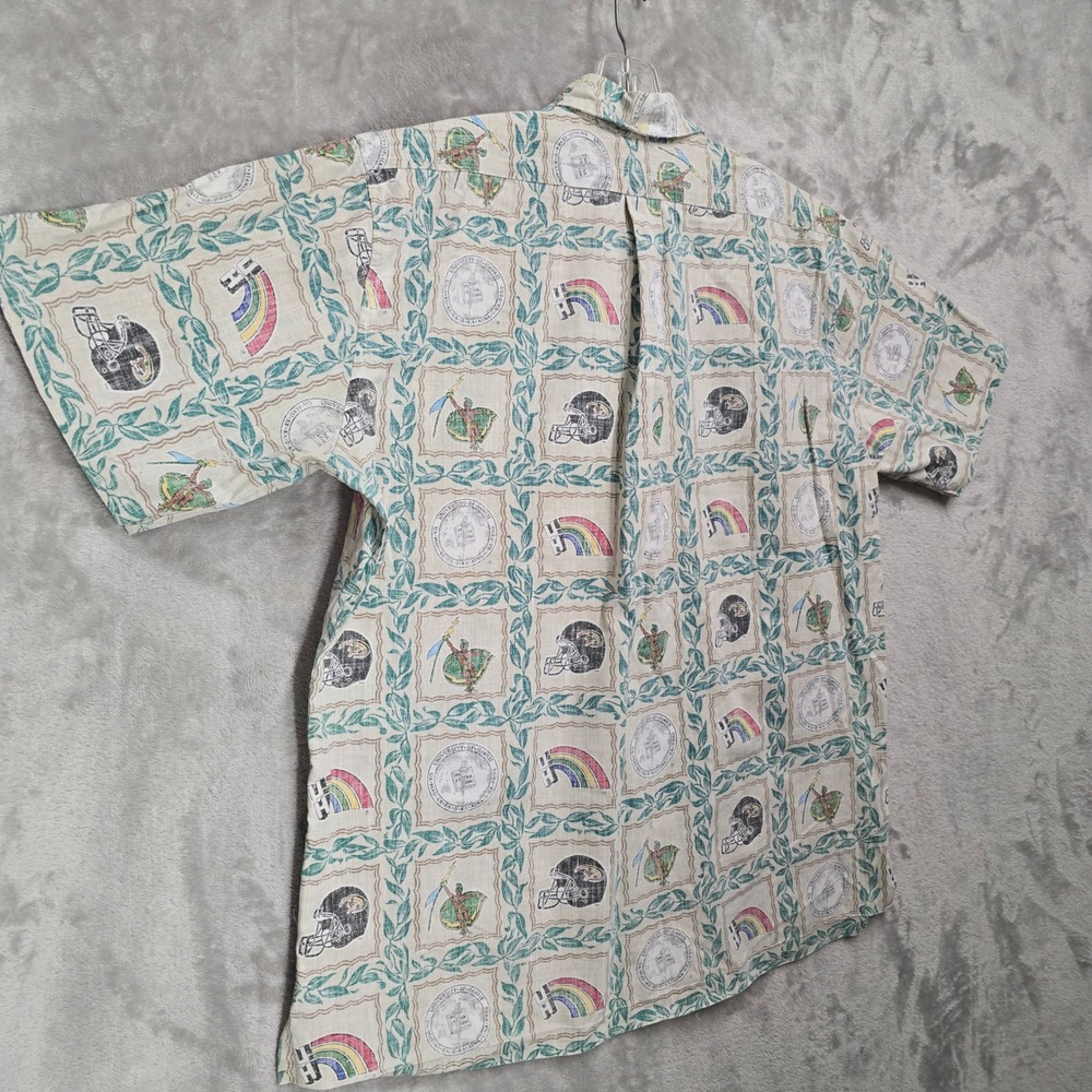 Reyn Spooner Button Down Shirt Mens XL Cream UH Hawaii Rainbow Warriors Football - Picture 15 of 16